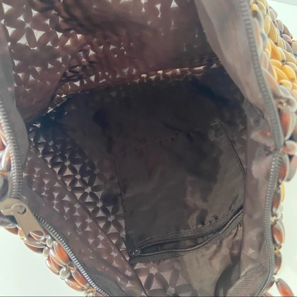 Vintage wooden bead purse